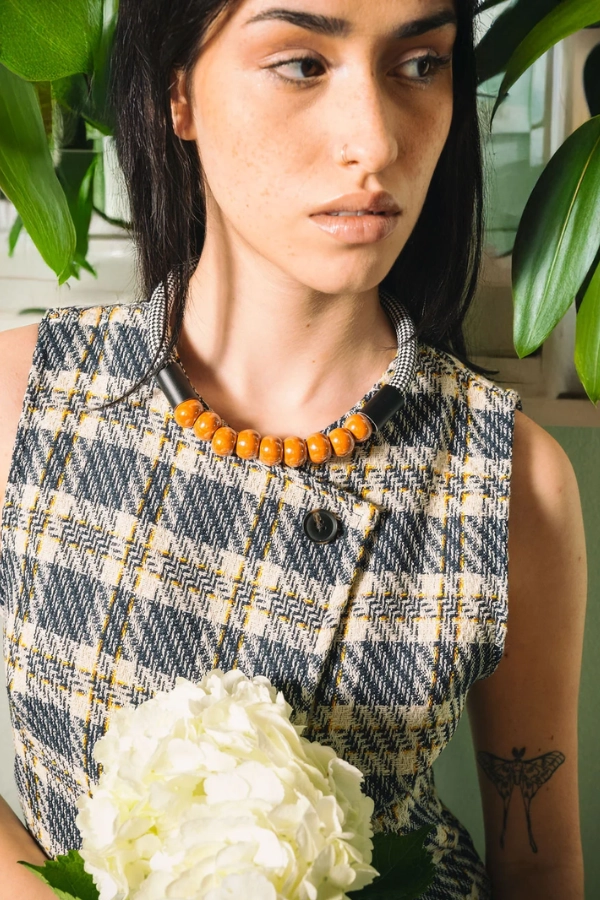 CERA MOTION CERAMIC ELEMENTS CORD SHORT NECKLACE K2111