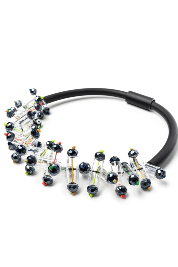 Milky Way Rubber Glass Accents Short Necklace K2270