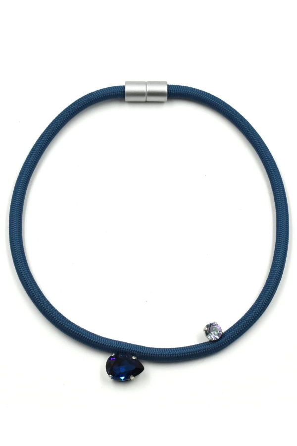 MILKY WAY GLASS ELEMENTS CORD NECKLACE K2415— Petrol Blue
