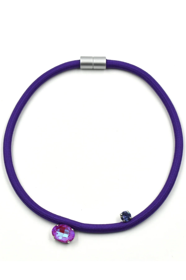 MILKY WAY GLASS ELEMENTS CORD NECKLACE K2415— Purple