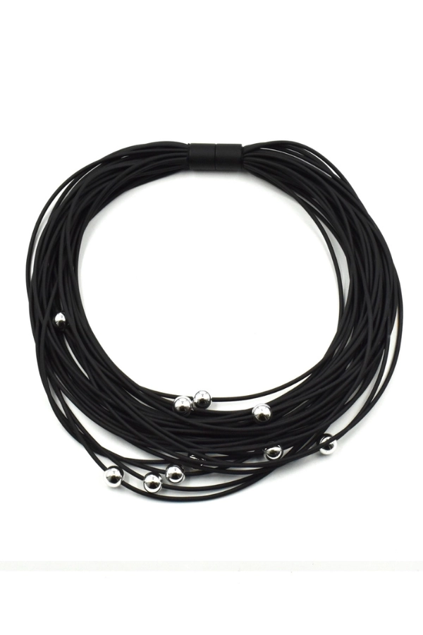Visions in Noir Acrylic Accents Rubber Necklace Κ2448Α