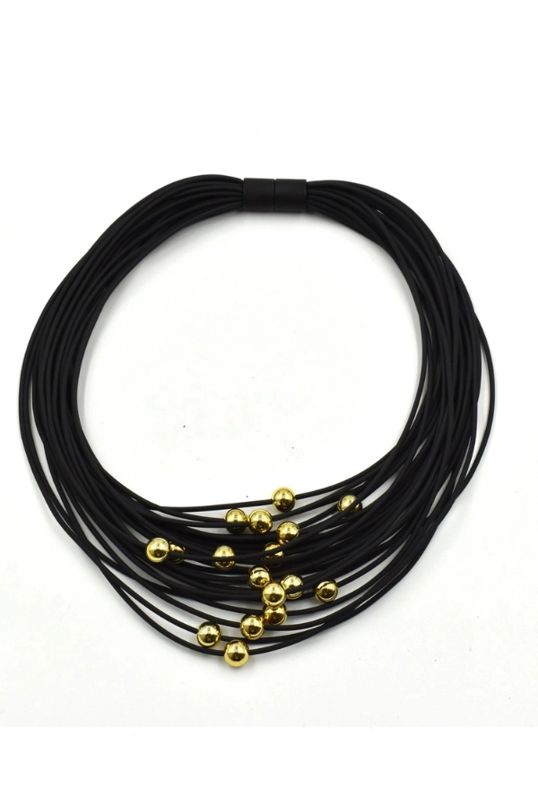 Visions in Noir Acrylic Accents Rubber Necklace Κ2448D