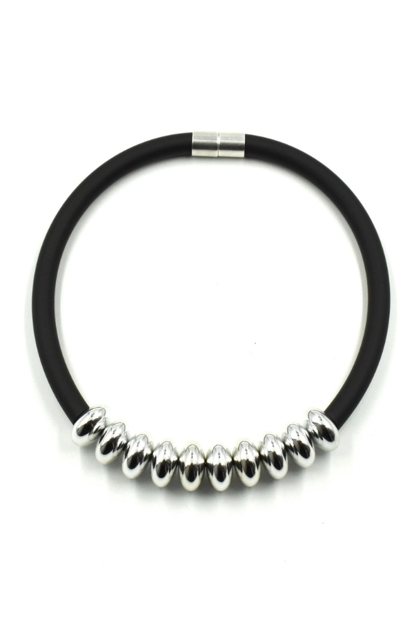 Visions in Noir Acrylic Elements Rubber Necklace K2449A