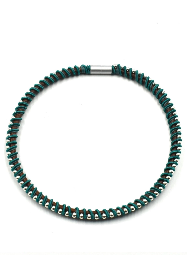Beyond Simplicity Wax & Leather Cord Metallic Details Necklace Κ2451D