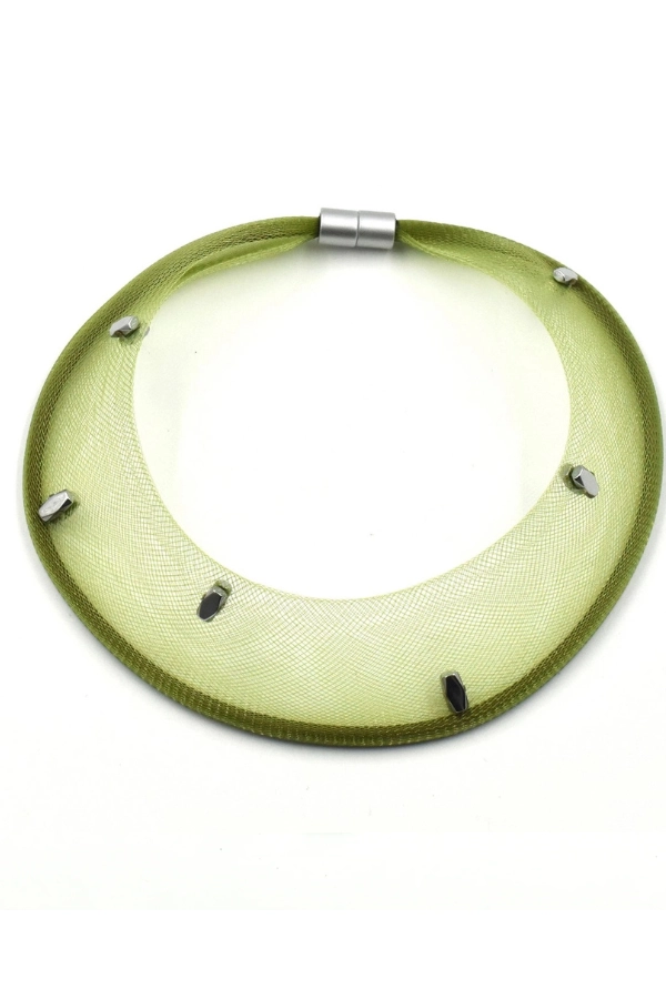 See The Invisible Crinoline Hematite Elements Elastic Cord Necklace K2460C