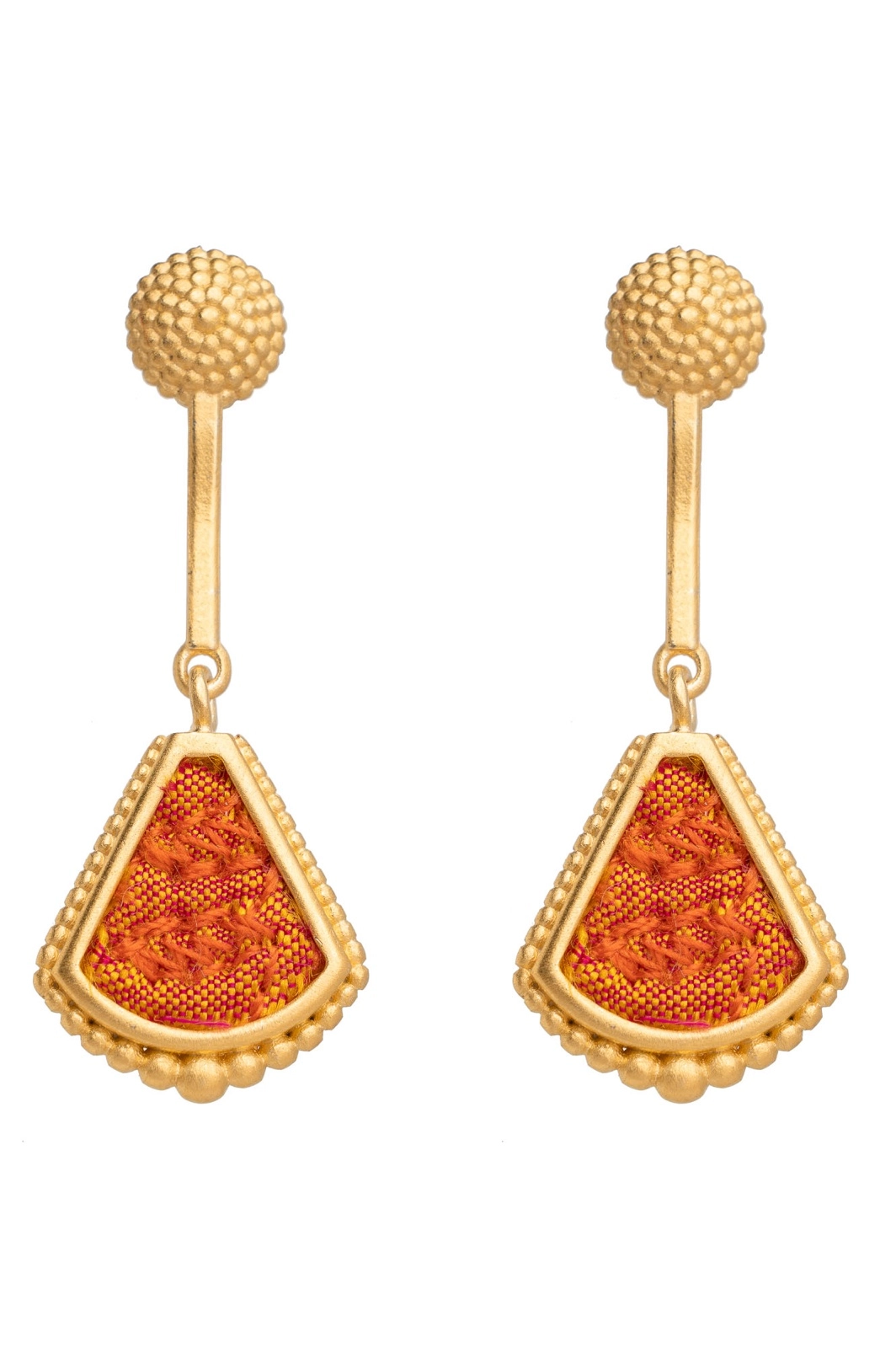 Gold-Plated Silver Dangle Earrings with Silk