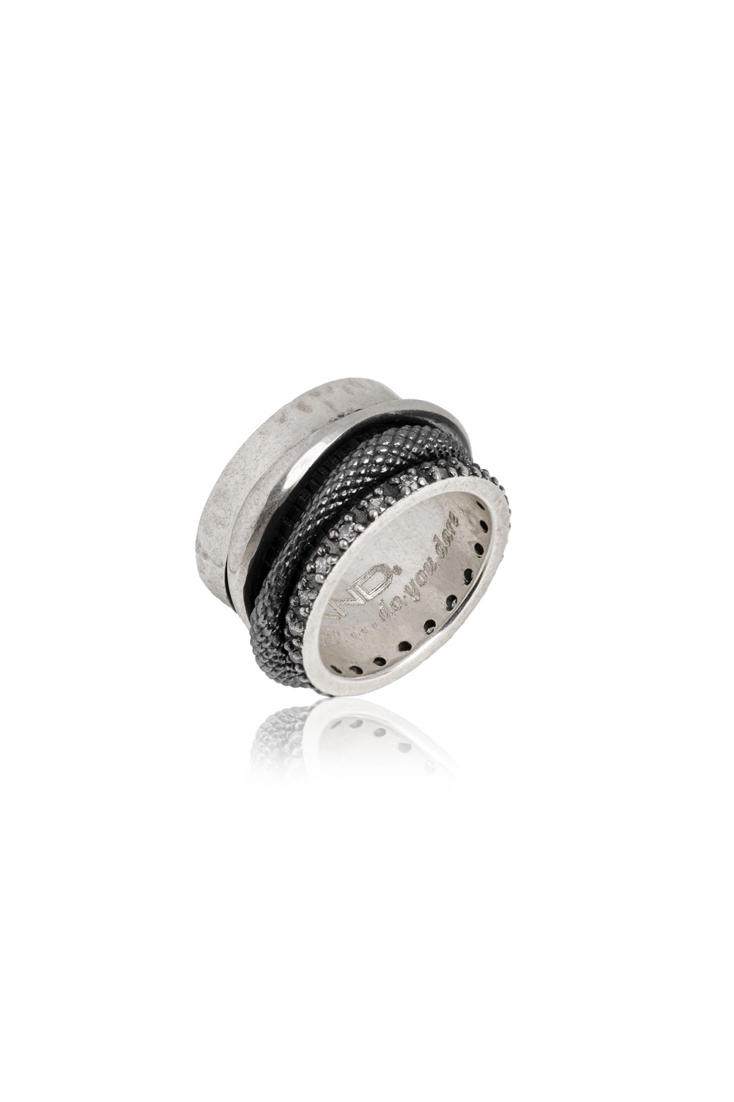 KAnd Sterling Silver Ring with White Zircons