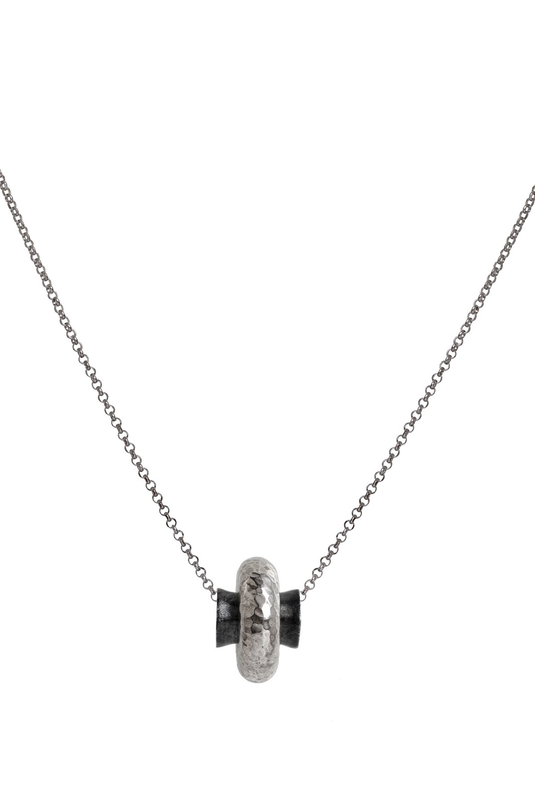  Hammered 925 Silver Pendant with Rotating Band