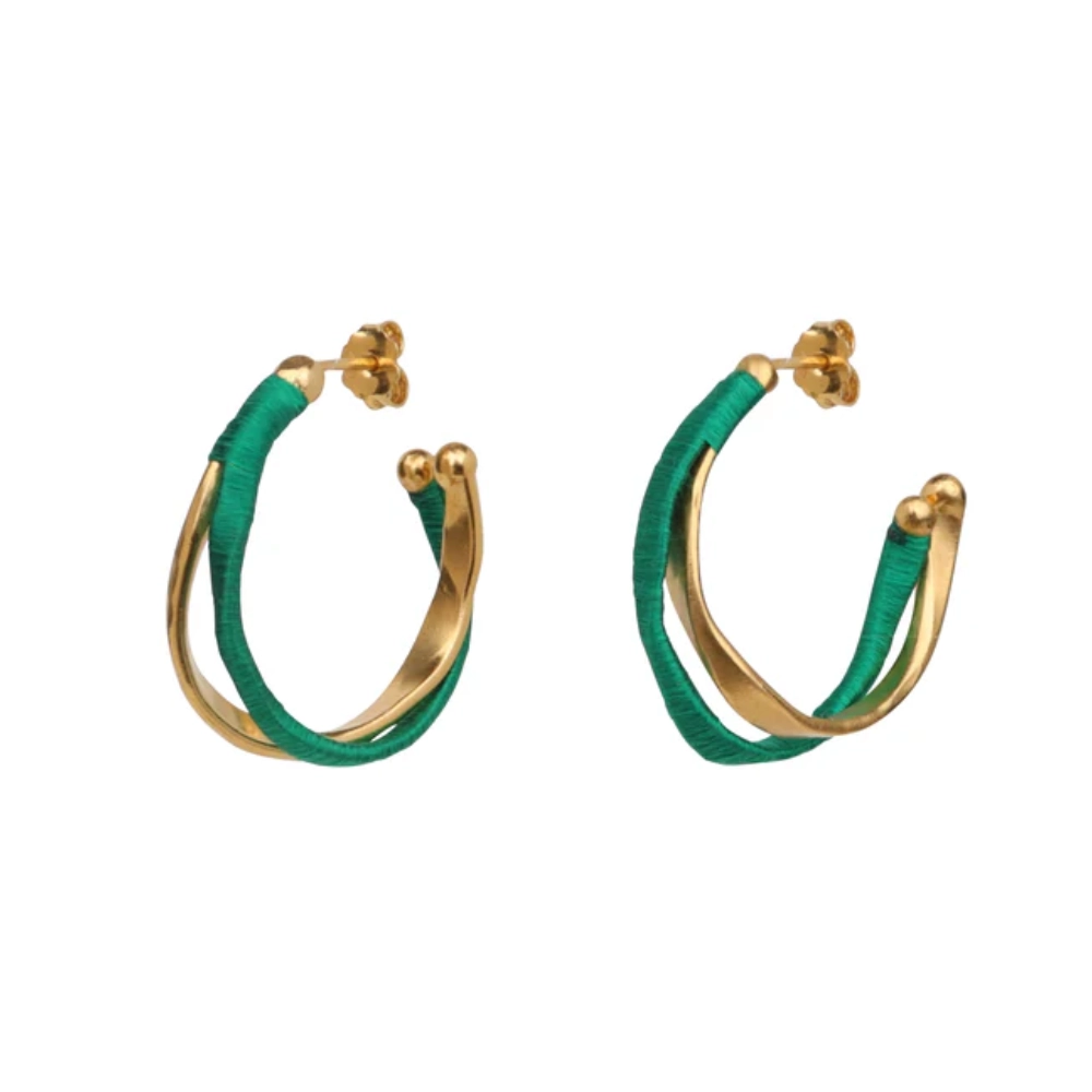 Mini Kyma Hoops | Emerald Green